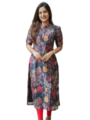 Floral Print Chanderi Kurta